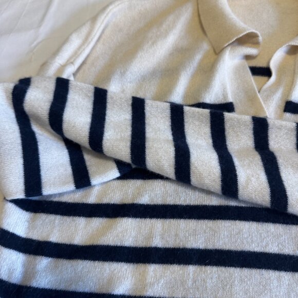 Reformation Cashmere Polo Sweater Navy.Stripe Large - Picture 5 of 9